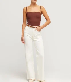 Gwyn Square Neck Tank Top In Milk Chocolate