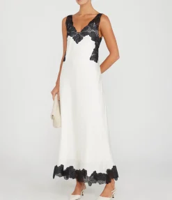 Gwynn V-Neck Midi Dress In Ivory And Black