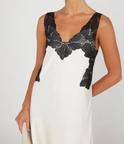 Gwynn V-Neck Midi Dress In Ivory And Black