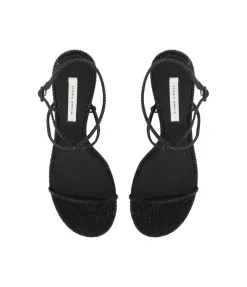 Halter Curved Wedge In Black Diamante