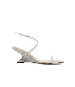 Halter Curved Wedge In White Diamante