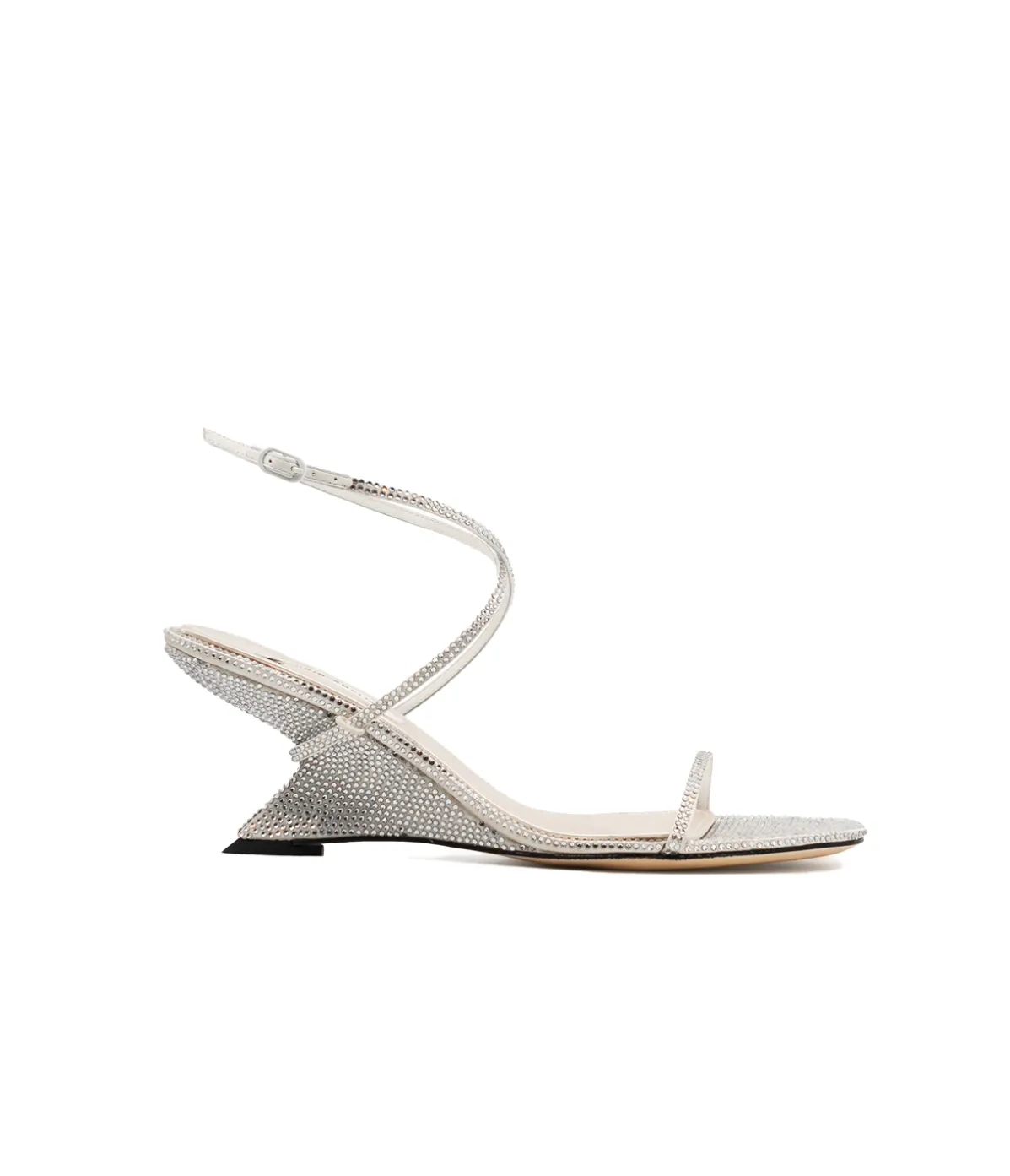 Halter Curved Wedge In White Diamante