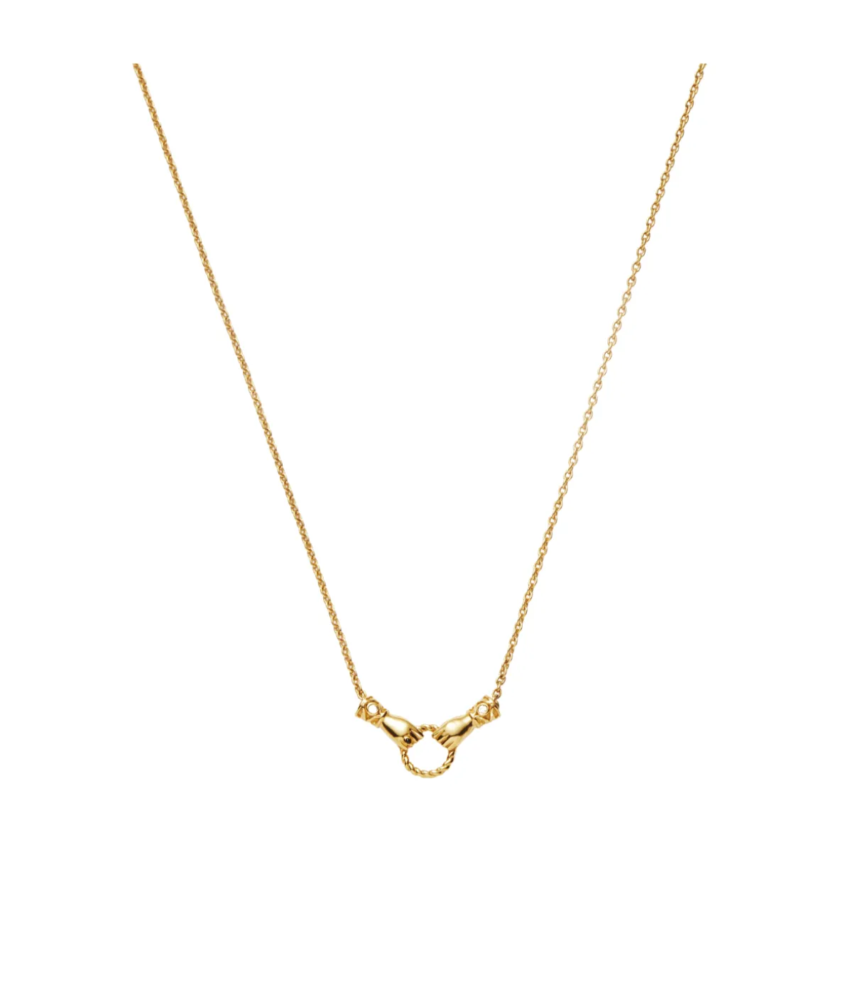Harris Reed In Good Hands Mini Pendant Slider Necklace In Gold