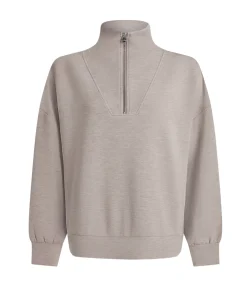 Hawley Half Zip Sweatshirt In Taupe Marle
