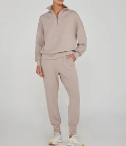 Hawley Half Zip Sweatshirt In Taupe Marle