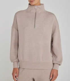 Hawley Half Zip Sweatshirt In Taupe Marle