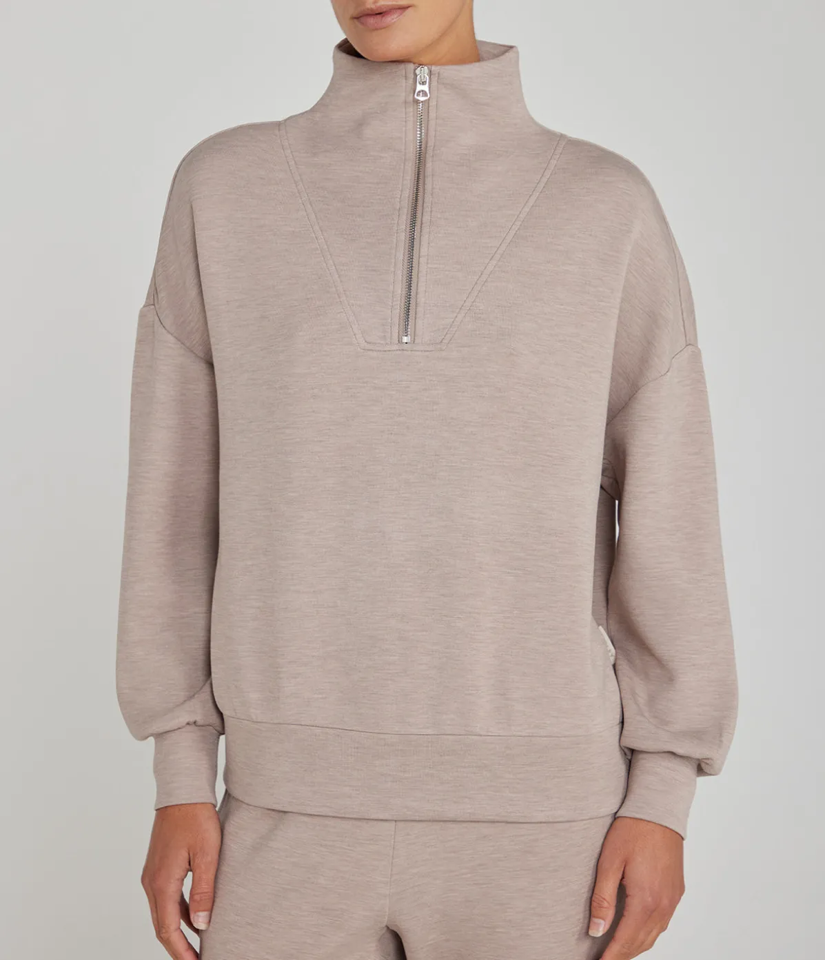 Hawley Half Zip Sweatshirt In Taupe Marle