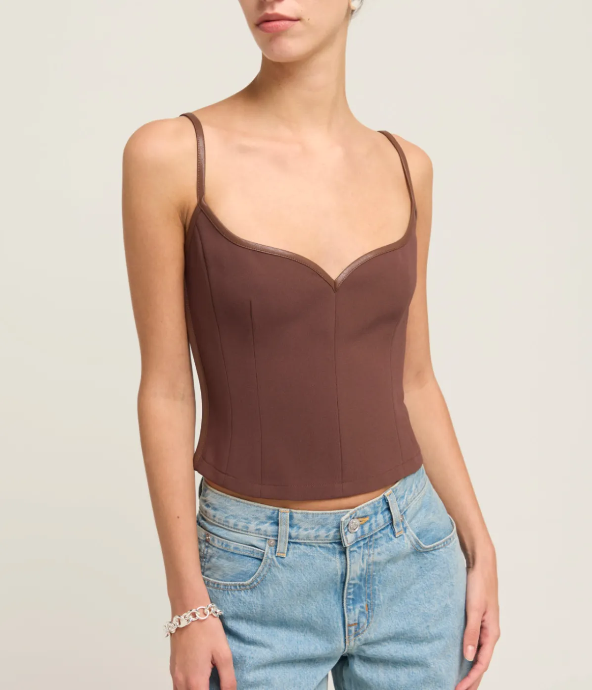 Heart Bodice Singlet In Cocoa