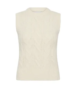 Henry Cable Vest In Off White