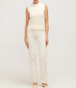 Henry Cable Vest In Off White
