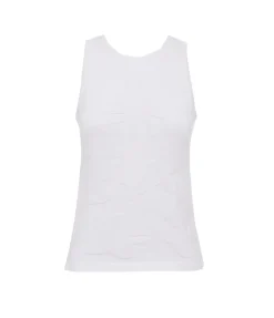 High Neck Knit Singlet In White