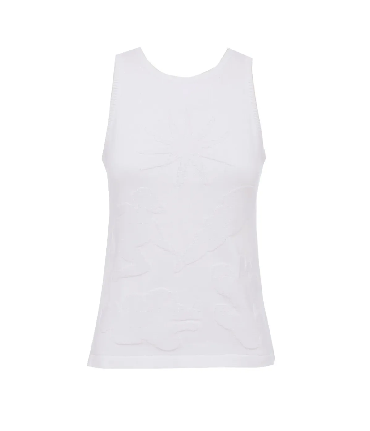 High Neck Knit Singlet In White