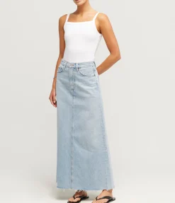 Hilla Long Line Denim Skirt In Practice