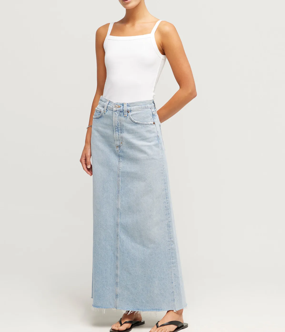 Hilla Long Line Denim Skirt In Practice