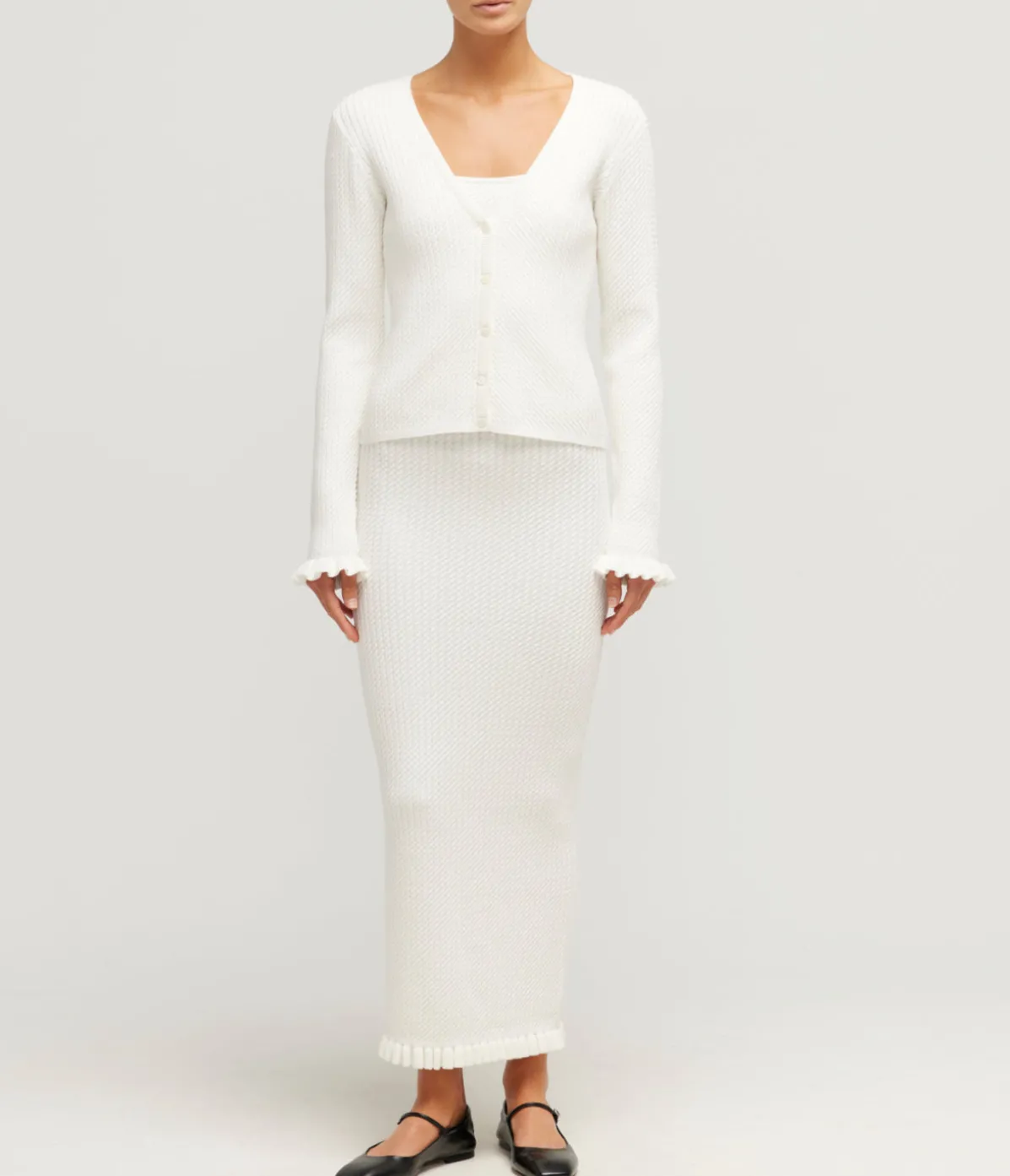 Iris Knitted Cardigan In Bone