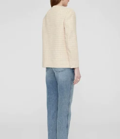 Janet Jacket In Cream And Peach Houndstooth