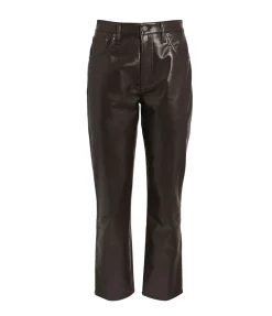 Jolene High Rise Slim Recycled Leather Pant In Chocolate