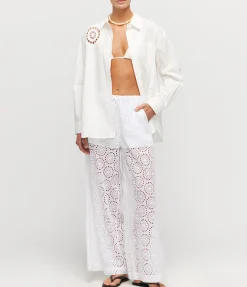 Joy Crochet Long Sleeve Top In White