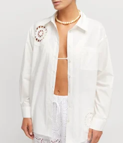 Joy Crochet Long Sleeve Top In White