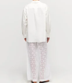 Joy Crochet Long Sleeve Top In White