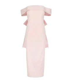 Julia Strapless Midi Dress In Blush Pink