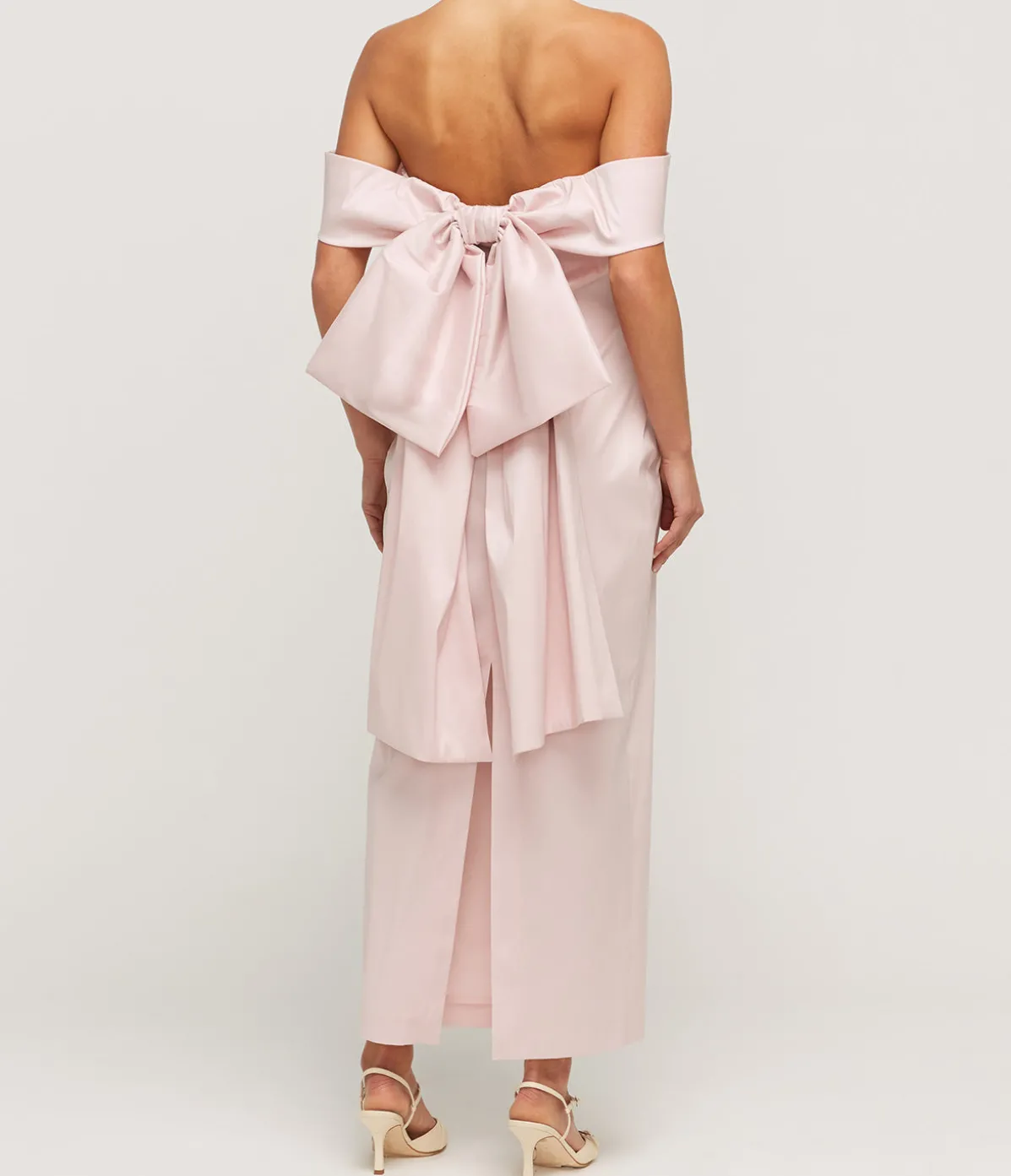 Julia Strapless Midi Dress In Blush Pink