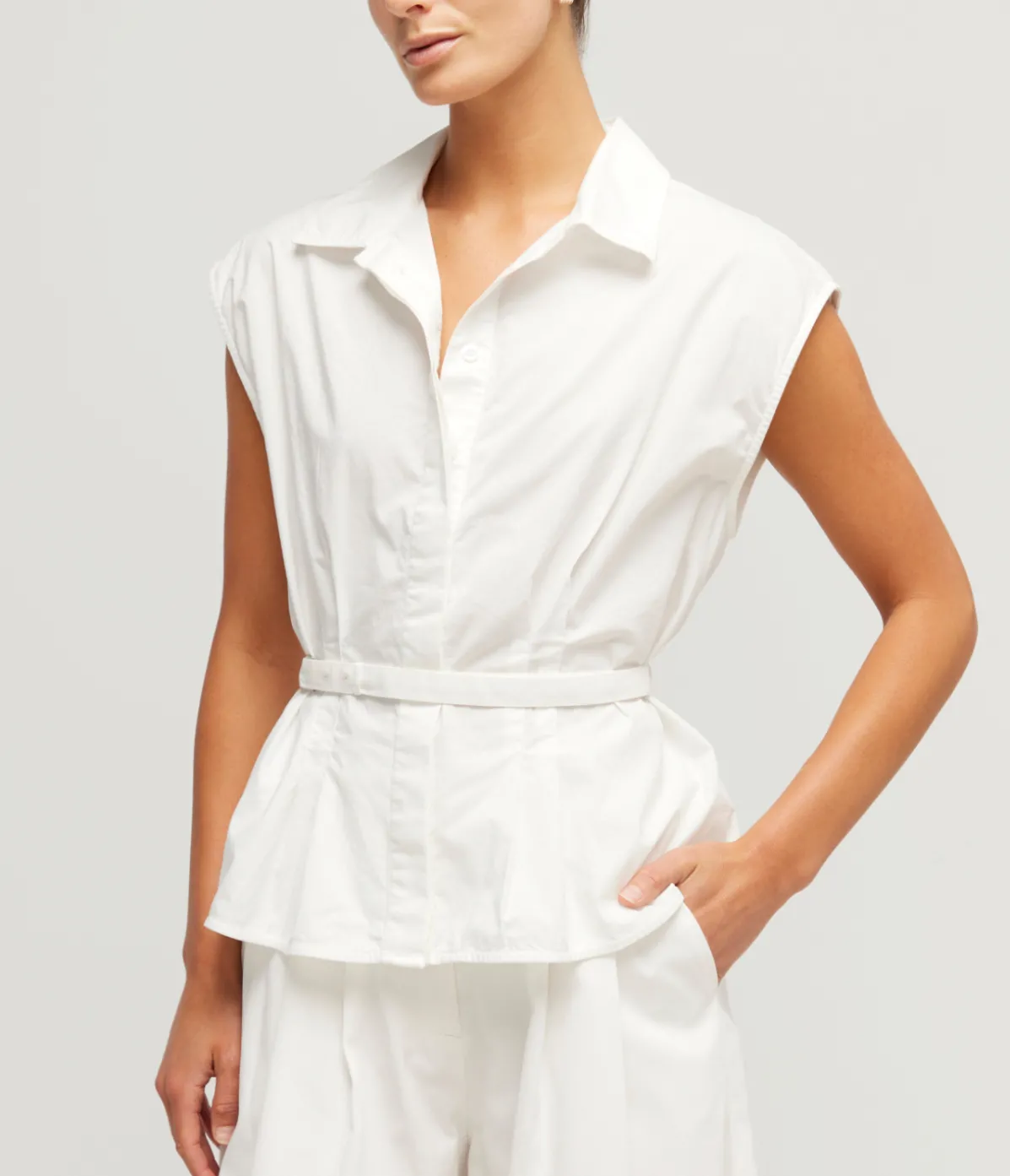 Juno Belted Shirt In White