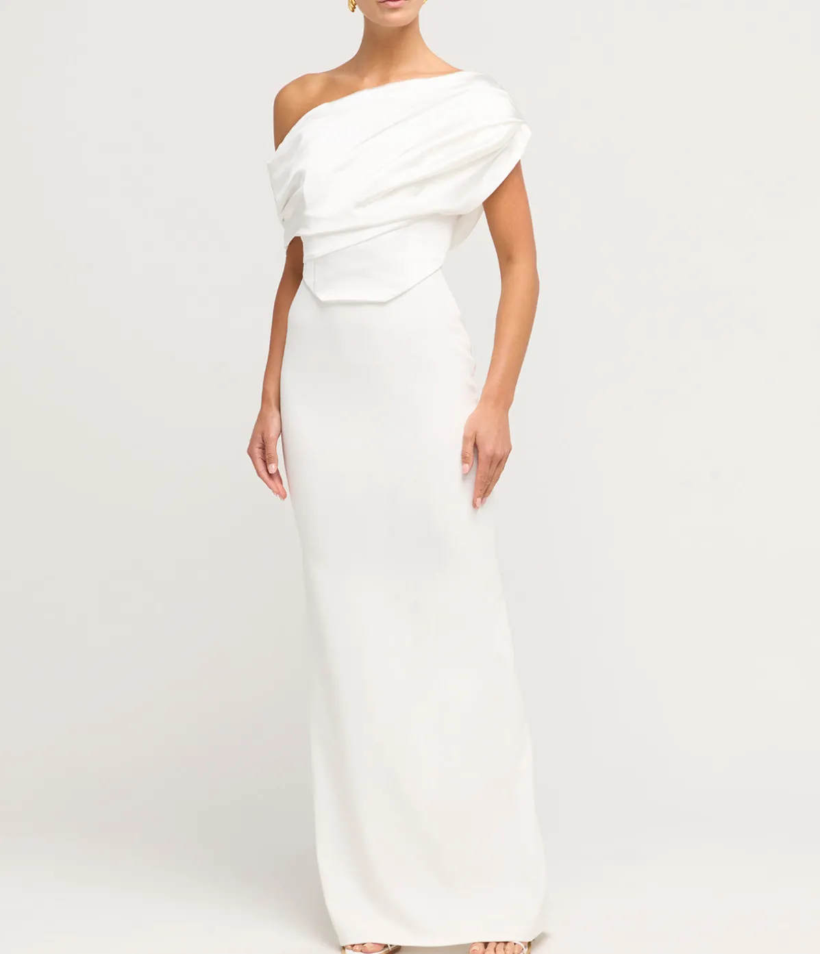 Kara Knit Satin Maxi Dress In Cream