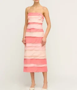 Kirton Midi Dress In Pearl And Pink