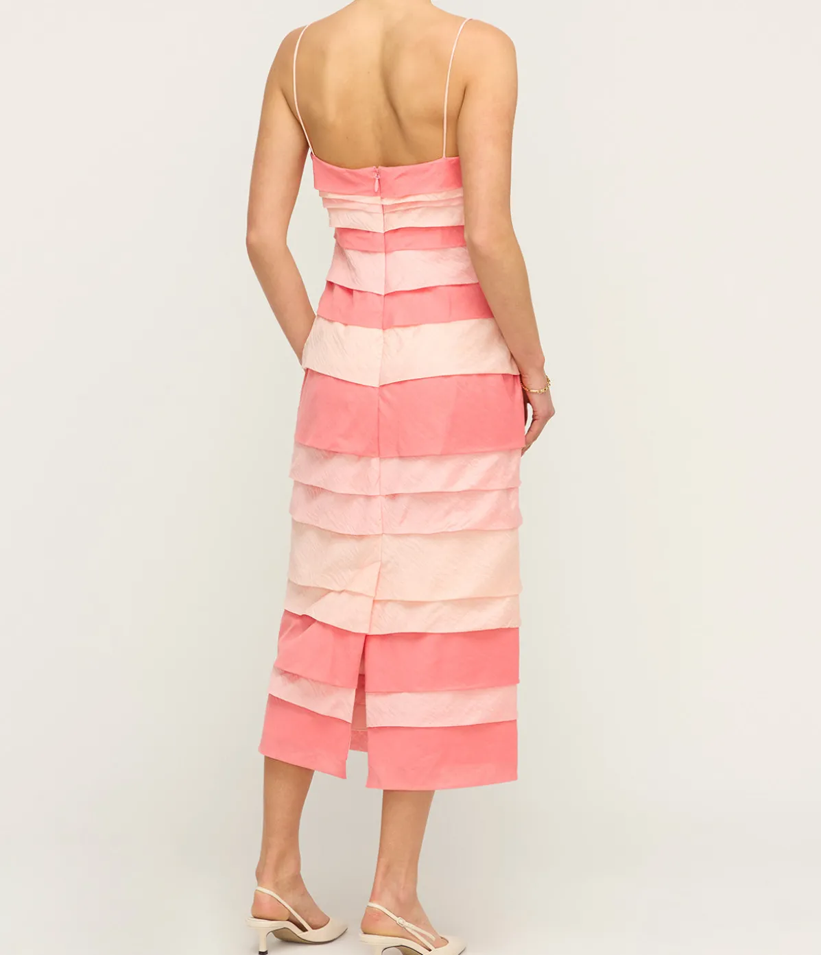 Kirton Midi Dress In Pearl And Pink