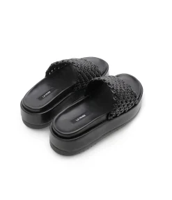 Knotted Platform Slide In Black