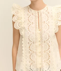 Lainey Embroidery Tank Top In Cream