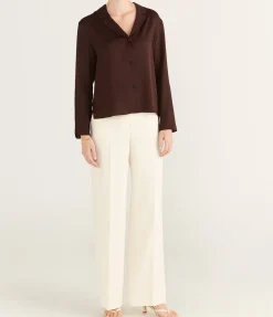 Lapell Collared Blouse In Hickory