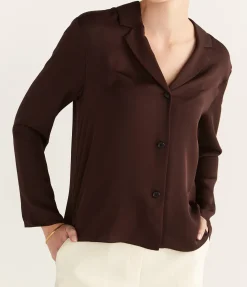 Lapell Collared Blouse In Hickory