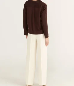 Lapell Collared Blouse In Hickory