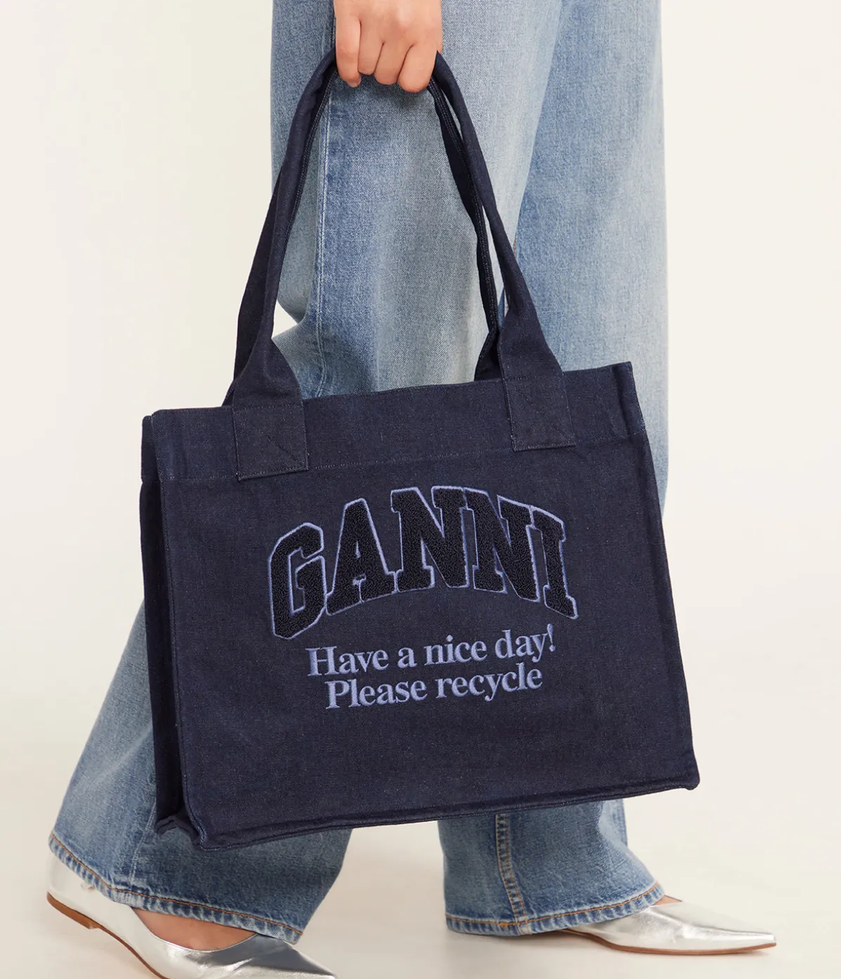 Large Shopper Bag In Denim