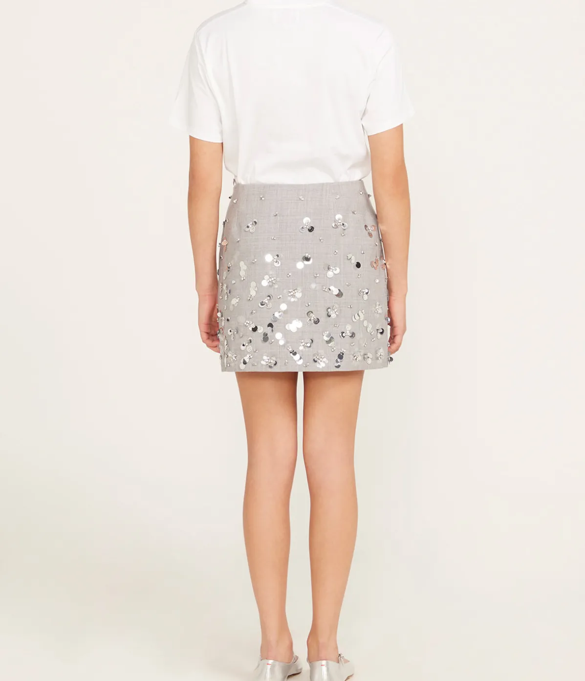 Larissa Embelished Mini Skirt In Heather Gray