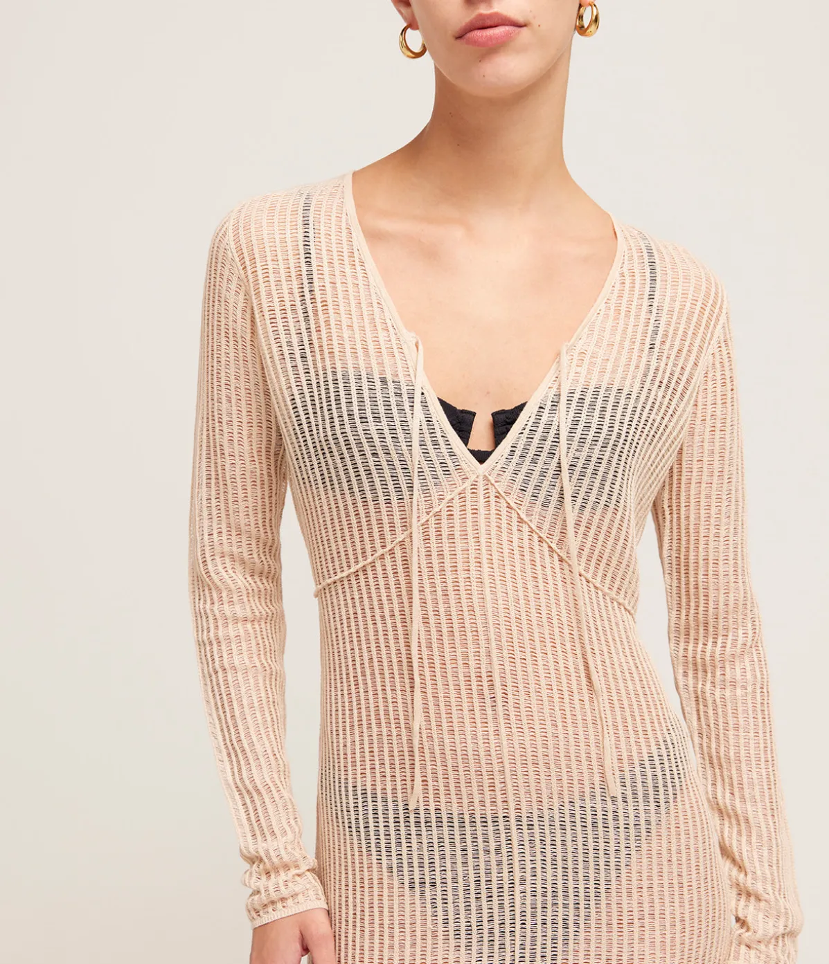 Lattice Knit Dress In Husk