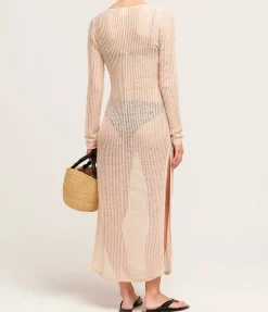 Lattice Knit Dress In Husk