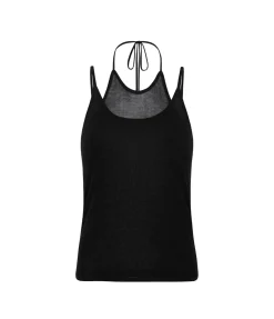 Layered Halter Tank In Black