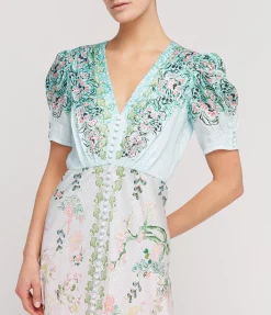 Lea Silk Long Dress In Willow Garden
