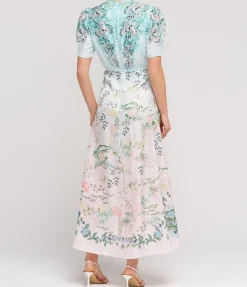 Lea Silk Long Dress In Willow Garden