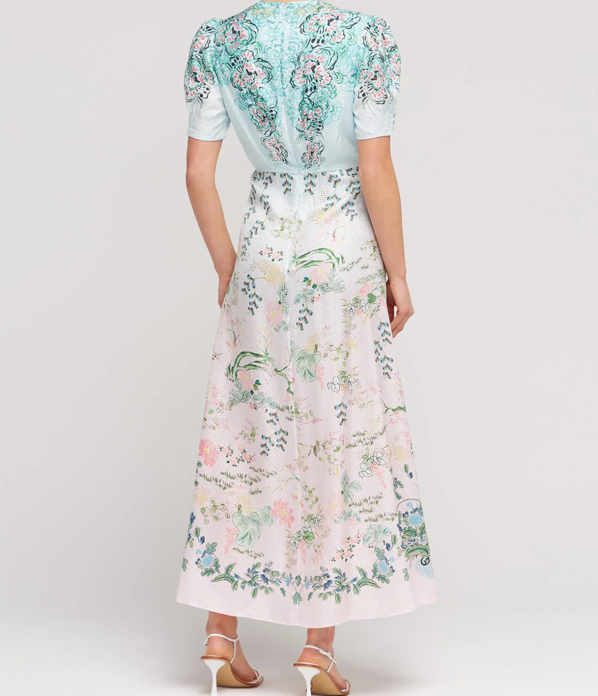 Lea Silk Long Dress In Willow Garden