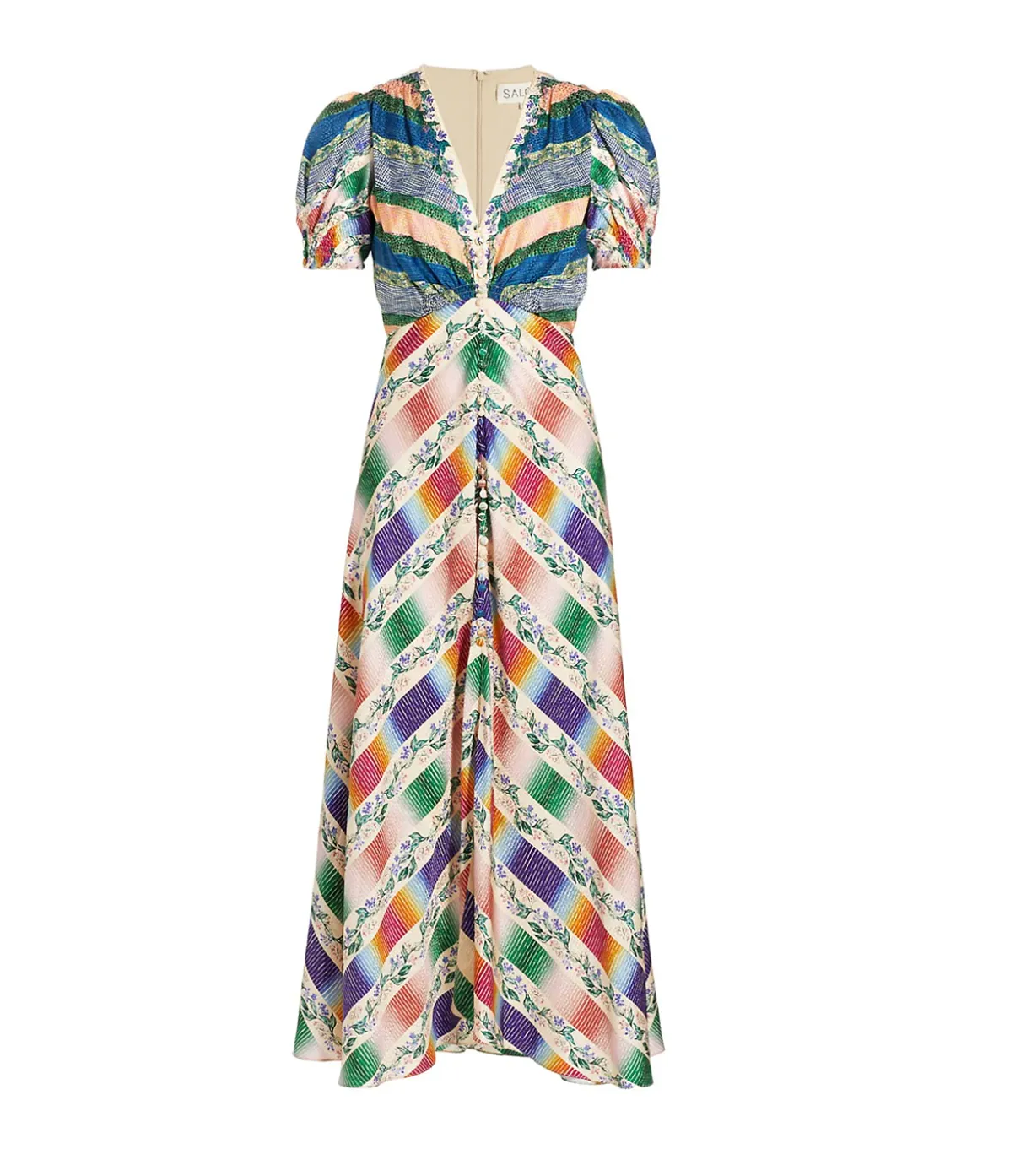 Lea Silk Maxi Dress In Hedgerow Chevron