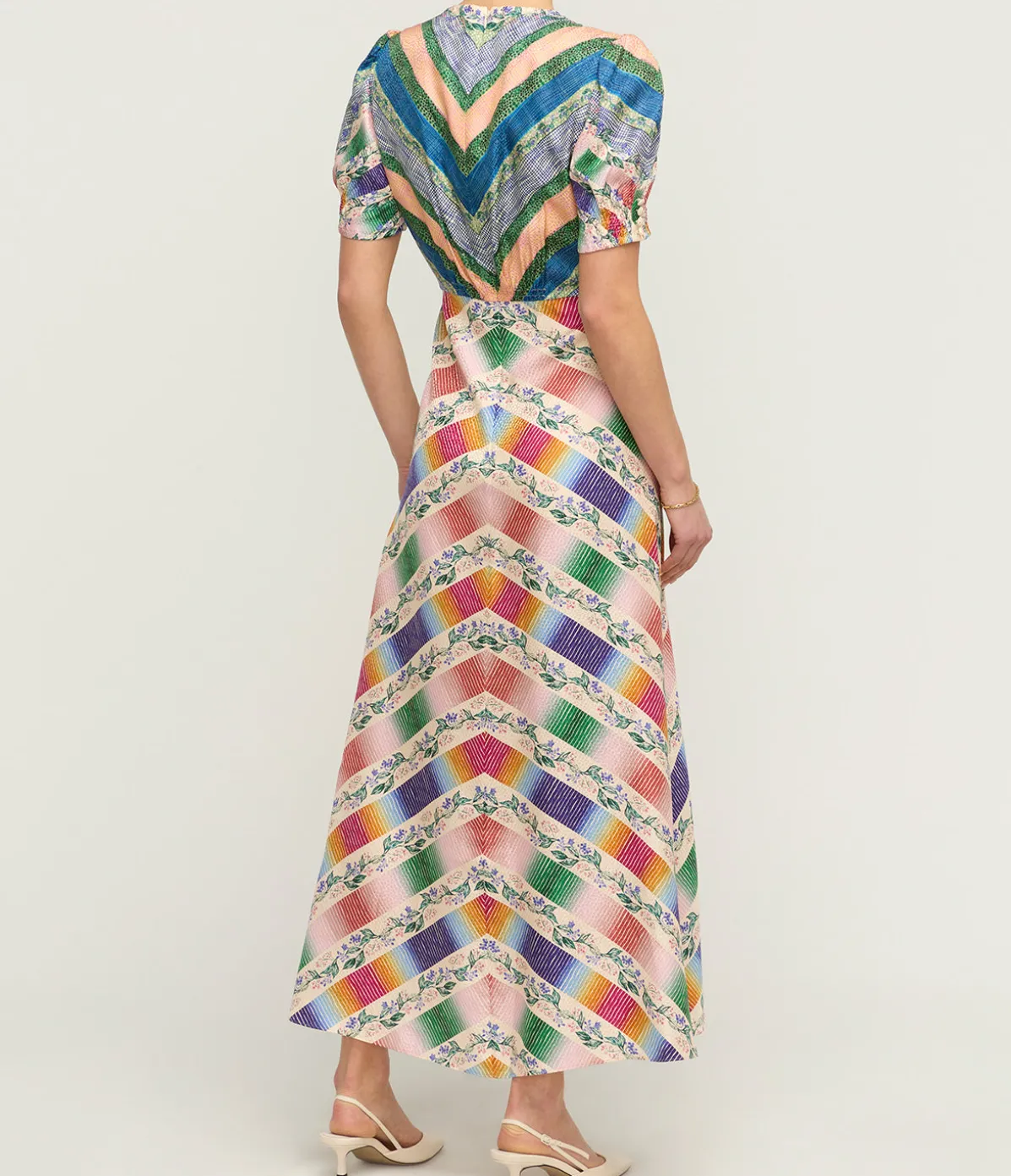 Lea Silk Maxi Dress In Hedgerow Chevron