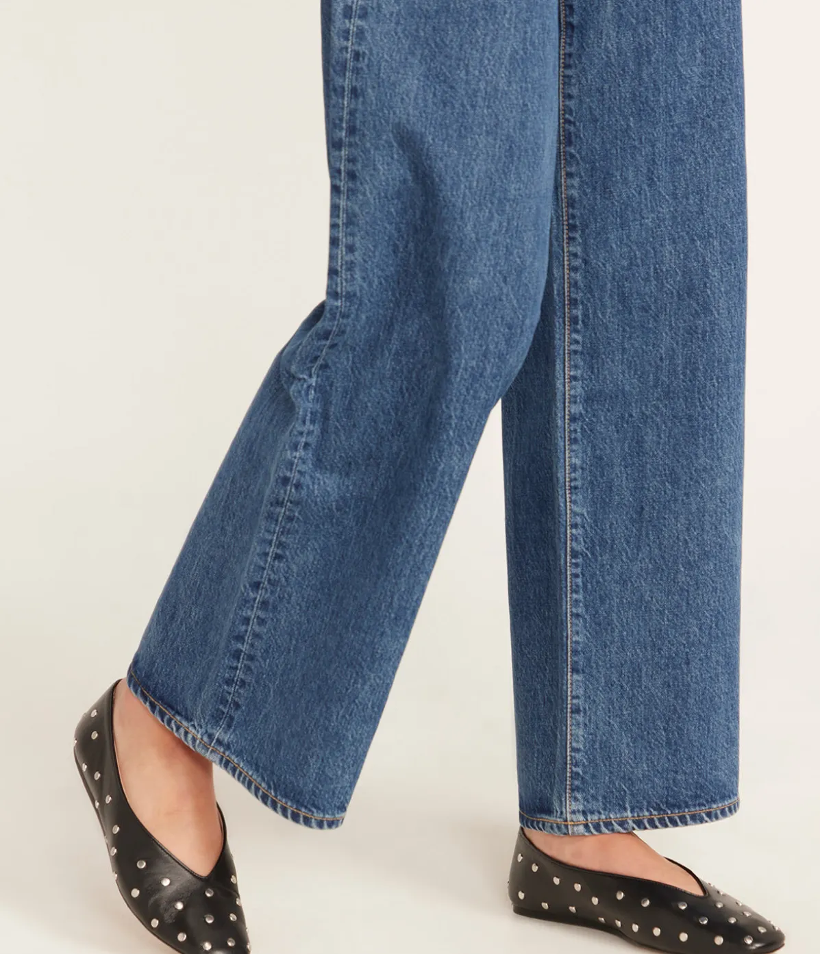 Leather Studded Slippers In Black