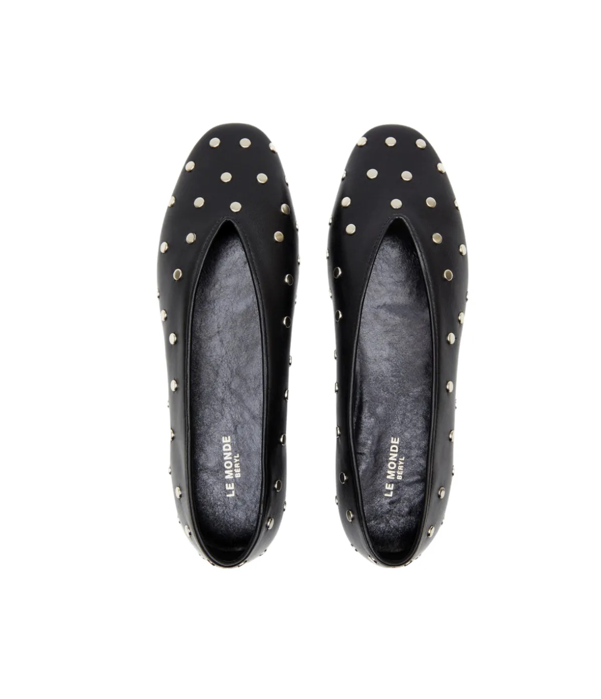 Leather Studded Slippers In Black