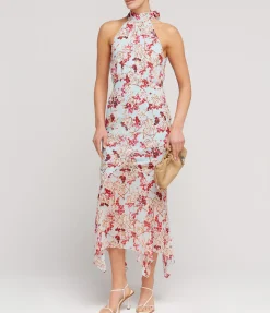 Lila Silk Halterneck Dress In Mulberry Day