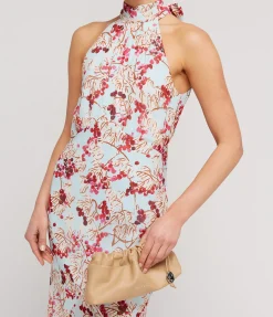 Lila Silk Halterneck Dress In Mulberry Day