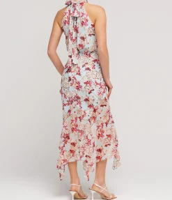 Lila Silk Halterneck Dress In Mulberry Day